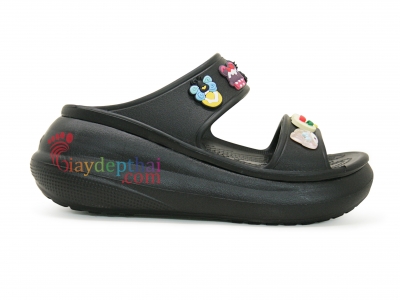 Dép nữ hai quai ngang Crocs (Đen) - 7 phân