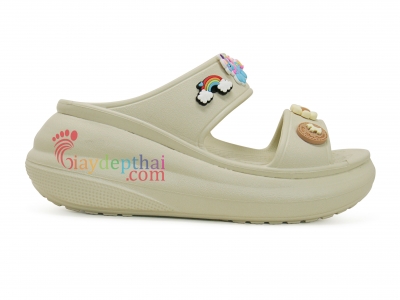 Dép nữ hai quai ngang Crocs (Kem) - 7 phân