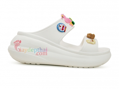 Dép nữ hai quai ngang Crocs (Trắng) - 7 phân