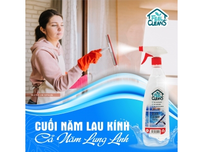 Nước xịt kính FeelCleans Tây Ban Nha 1 lít - làm sạch hiệu quả, chống bám bẩn