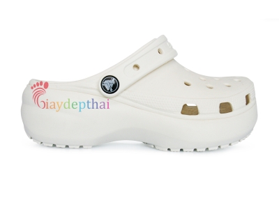 Giày sục nữ Crocs đế cao 5 cm (Trắng)