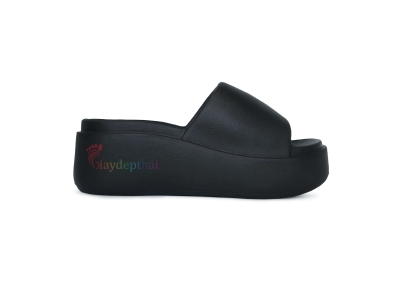 Dép nữ Thái Lan quai ngang Konnichiwa Mio, cao 6p (Đen)