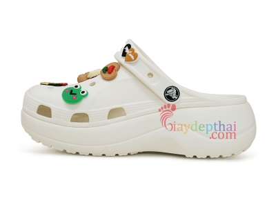 Giày sục nữ Crocs Chữ đế cao 5 cm (Trắng)