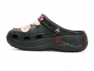 Giày sục nữ Crocs Chữ đế cao 5 cm (Đen)