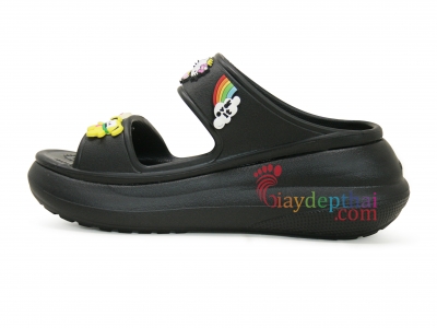 Dép nữ hai quai ngang Crocs (Đen) - 7 phân