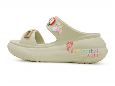 Dép nữ hai quai ngang Crocs (Kem) - 7 phân