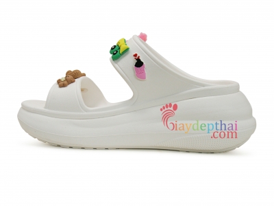 Dép nữ hai quai ngang Crocs (Trắng) - 7 phân