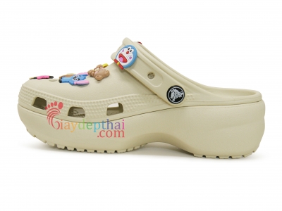 Giày sục nữ Crocs đế cao 5 cm (Kem)