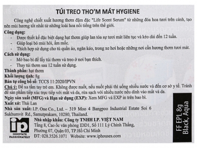 Túi thơm Hygiene đen hương hoa mẫu đơn 8g