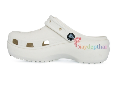 Giày sục nữ Crocs đế cao 5 cm (Trắng)
