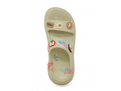 Dép nữ hai quai ngang Crocs (Kem) - 7 phân